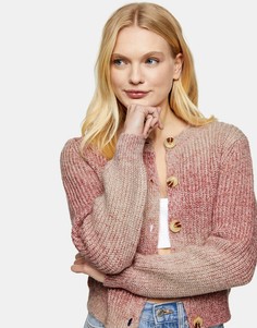 Розовый вязаный кардиган с принтом тай-дай Topshop-Розовый цвет