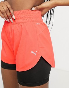 Черно-оранжевые шорты 2-в-1 длиной три дюйма Puma Running Favourite-Розовый цвет
