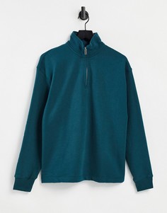 Зеленый свитшот на молнии 1/4 Topman-Зеленый цвет