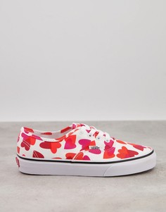 Бело-розовые кроссовки с сердечками Vans Authentic-Розовый цвет