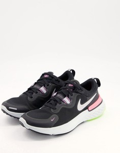 Черно-розовые кроссовки Nike Running React Miler-Черный цвет