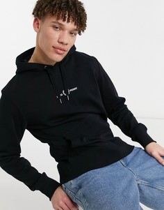 Черный свитшот с вышивкой и капюшоном Fred Perry