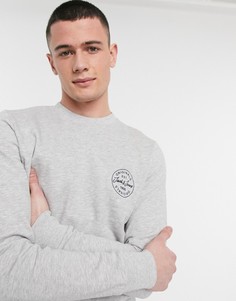 Серый свитшот с круглым вырезом и небольшим логотипом Jack & Jones Originals