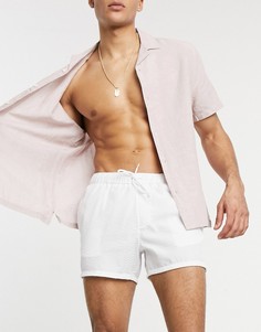 Короткие шорты для плавания из жатой ткани белого цвета ASOS DESIGN-Белый