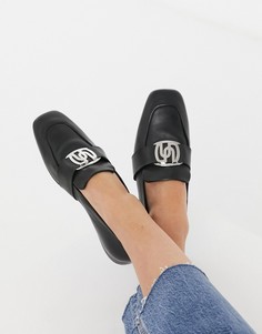 Черные кожаные лоферы с фурнитурой ASOS DESIGN Mellow-Черный цвет