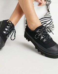 Черные туфли на плоской массивной подошве с парусиновым верхом ASOS DESIGN Miri-Черный цвет