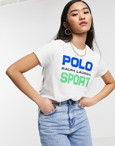 Белая футболка с логотипом Polo Ralph Lauren-Белый