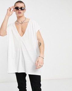 Белая майка в стиле oversized с глубоким V-образным вырезом ASOS DESIGN-Белый