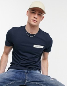 Темно-синяя футболка с небольшим логотипом Jack & Jones Originals Plus-Темно-синий