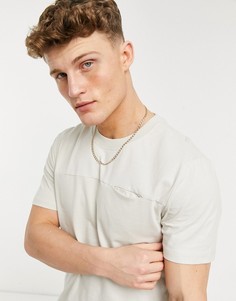 Бежевая удлиненная футболка с закругленным краем Only & Sons-Бежевый