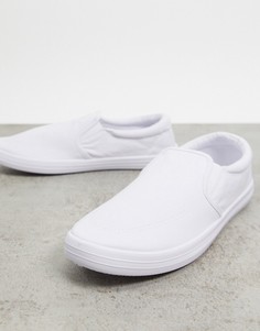 Белые парусиновые кеды-слипоны ASOS DESIGN-Белый