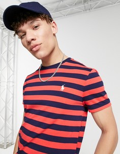 Футболка в красную и темно-синюю полоску с логотипом Polo Ralph Lauren-Красный