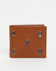 Светло-коричневый кожаный кошелек со сплошным принтом в виде медведей Polo Ralph Lauren-Коричневый цвет