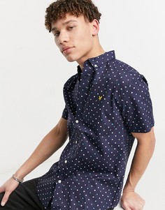 Рубашка с короткими рукавами и принтом флага Lyle & Scott-Темно-синий