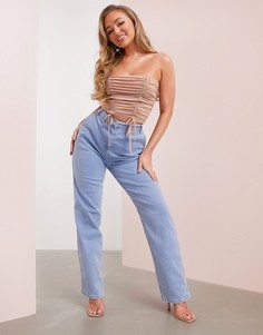 Светло-голубые джинсы прямого кроя в стиле 90-х ASOS LUXE-Голубой