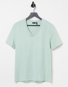 Зеленая футболка с V-образным вырезом ASOS DESIGN-Зеленый цвет