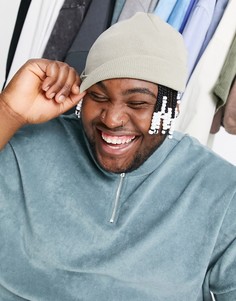 Бежевая шапка-бини ASOS DESIGN-Белый