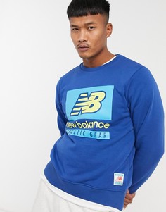 Синий свитшот с логотипом New Balance-Голубой
