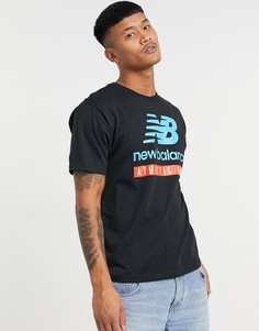 Черная футболка с логотипом бренда New Balance-Черный цвет
