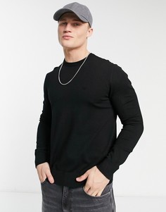 Черный трикотажный джемпер с маленьким логотипом Emporio Armani-Черный цвет