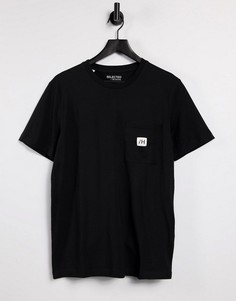 Черная футболка с карманом и логотипом Selected Homme-Черный цвет