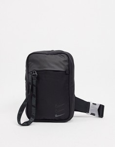 Черная сумка через плечо на молнии с тесьмой-бегунком спереди Nike Essential-Белый