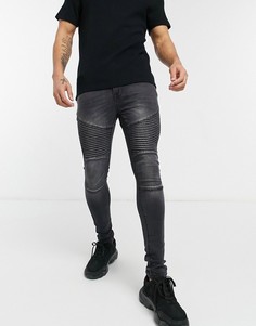 Черные выбеленные джинсы в байкерском стиле Voi Hendon-Черный цвет