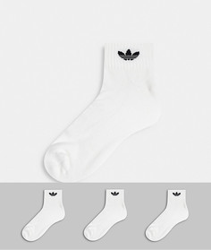 Набор из трех пар белых носков до щиколотки с фирменным трилистником adidas Originals adicolor-Белый