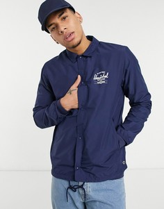Спортивная куртка на пуговицах с кулиской и логотипом Herschel Supply Co-Темно-синий