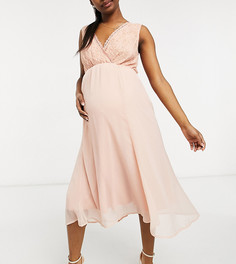 Розовое платье миди Mamalicious Maternity-Розовый цвет Mama.Licious