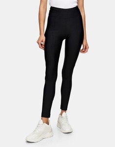 Черные блестящие леггинсы Topshop-Черный цвет