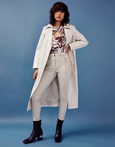 Светло-бежевые леггинсы из искусственной кожи Topshop-Белый