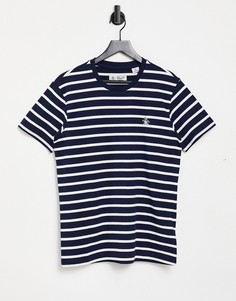 Темно-синяя футболка в бретонскую полоску с логотипом Original Penguin-Темно-синий