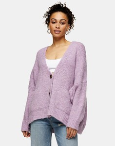Сиреневый кардиган на пуговицах в стиле oversized Topshop
