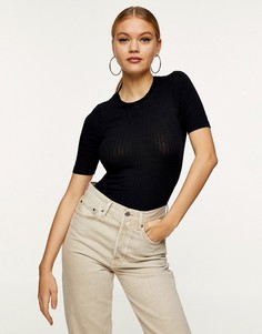 Черная футболка в рубчик Topshop-Черный
