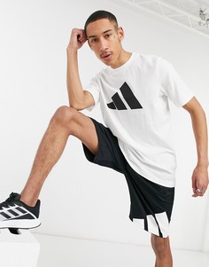 Белая футболка с 3 фирменными полосками adidas Training-Белый