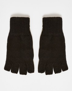 Черные перчатки без пальцев Topman-Черный цвет