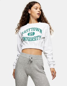 Кроп-топ в университетском стиле с длинными рукавами Topshop-Серый