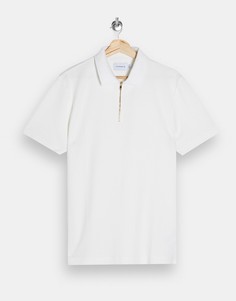 Белая футболка-поло с вафельной фактурой Topman-Белый