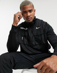 Флисовый джемпер черного цвета с короткой молнией Nike Air-Черный