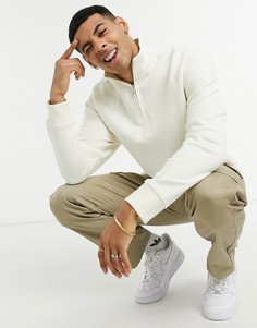 Свитшот цвета экрю с молнией 1/4 Topman-Белый