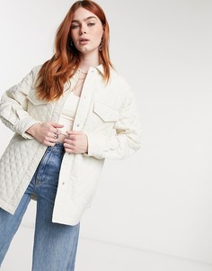 Стеганый шакет цвета экрю Bershka-Белый