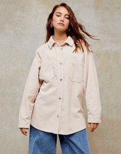 Куртка-рубашка цвета экрю из вельвета в рубчик Topshop-Коричневый цвет