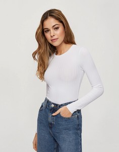 Белый лонгслив в рубчик Miss Selfridge