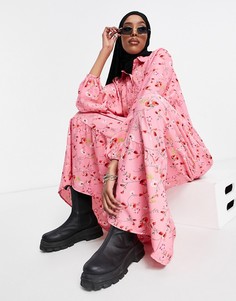 Платье-рубашка макси с мелким цветочным принтом и защипами ASOS DESIGN-Многоцветный