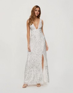 Белое декорированное платье макси Miss Selfridge-Белый