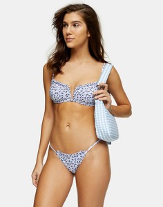 Белые трусы бикини с оборками и цветочным принтом Topshop-Белый