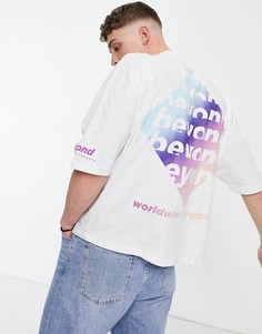 Серая меланжевая oversized-футболка из органического хлопка с надписью "beyond" на спине и рукаве ASOS DESIGN-Серый
