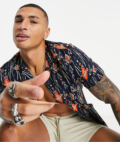 Рубашка свободного кроя с геометрическим винтажным принтом ASOS DESIGN-Зеленый цвет