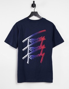 Темно-синяя футболка с принтом логотипов на спине Tommy Jeans-Темно-синий